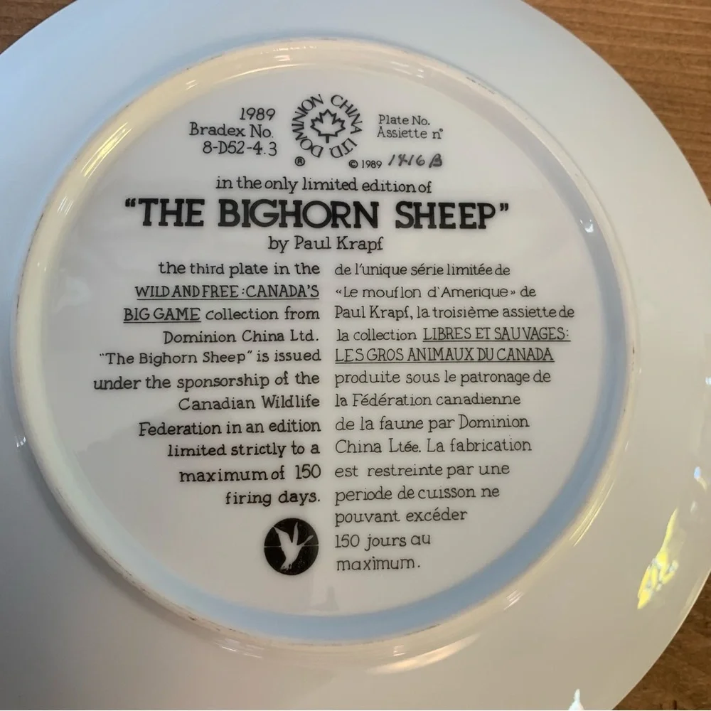 The Big Horn Sheep Decorative Plate by Paul Krapf from Dominion China Ltd.
